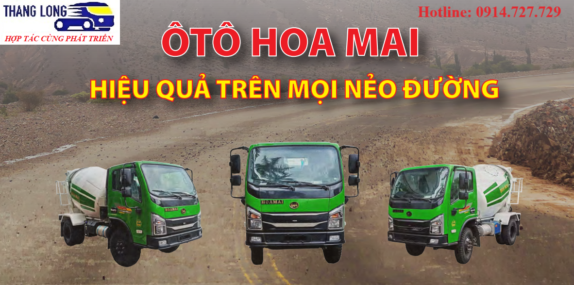 Xe bồn trộn bê tông HOA MAI 2,3 khối Euro5